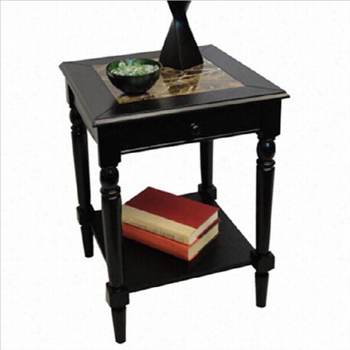 Conveinence Co Ncepts Faux Marble End Table In Black