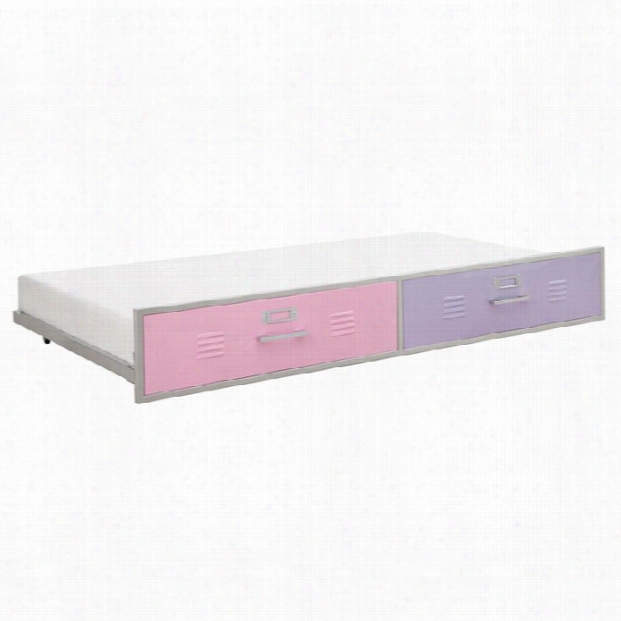 Dhp Junior Metal Twin Loft Locker Trundle In Purple And Pink