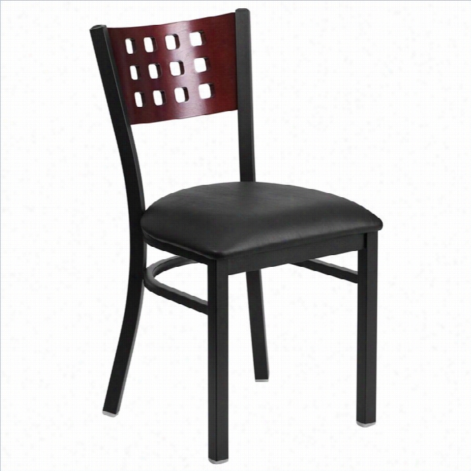 Flash Furniture Hercules Series Upholstered Grid Cutout Back Restaurant Dining Chair Inm Ahogzny And Blzck