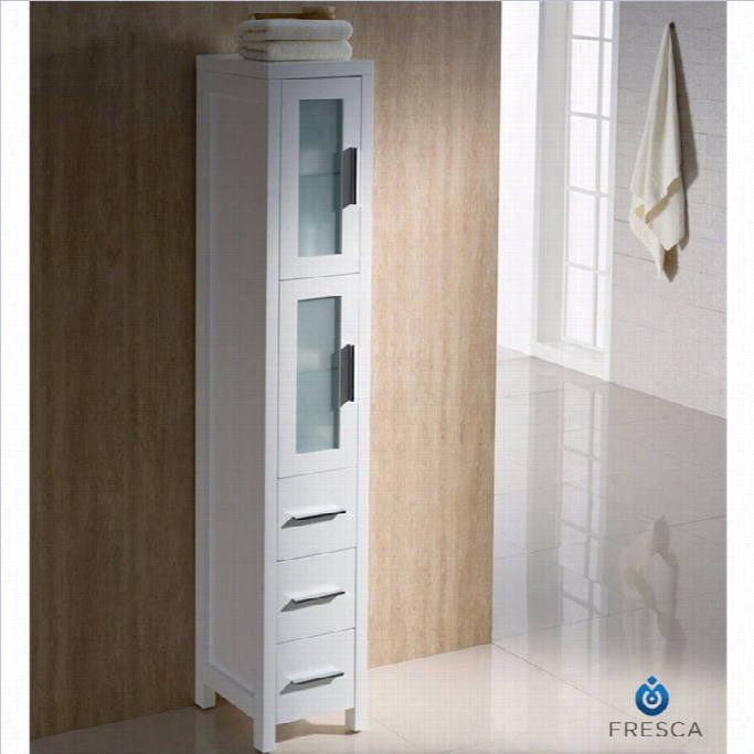 Fresca Torino Tall Bathroom Linen Side Cabinet In White