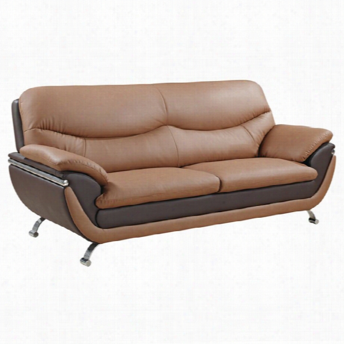 Glbal Furniture Usa 2106 Leathe Rsofa In Light/dark Brown