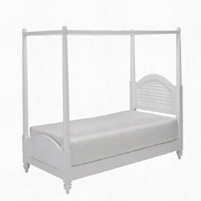 Home Styles Bermuda Wood Twin Canopy Bed In White