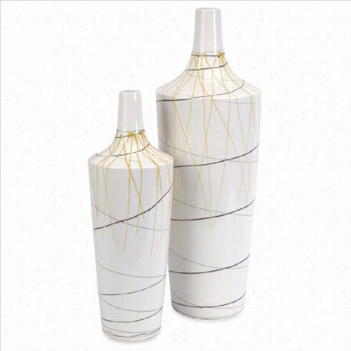 Imax Corpor Ation Cur Asso Retro Finish Vases (set Of 2)