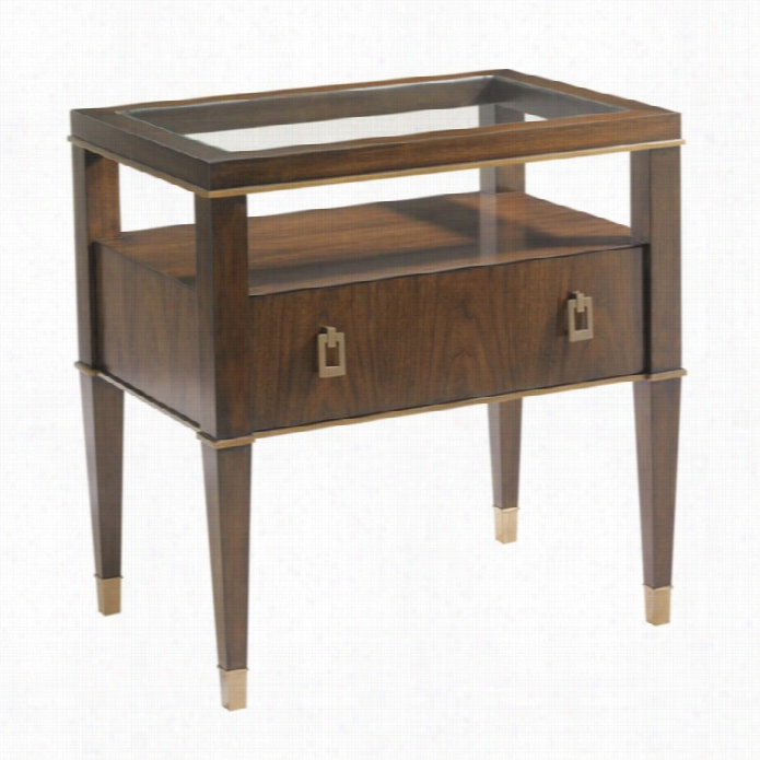 Lexin Gton Tower Place Copley 1  Drawer Glass Nightstand In Walnut