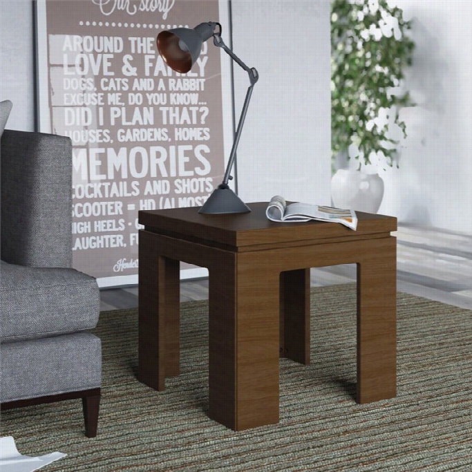 Manhattan Comfort Bridge 1.0 Succession Adjusted End Table In Nut Brown