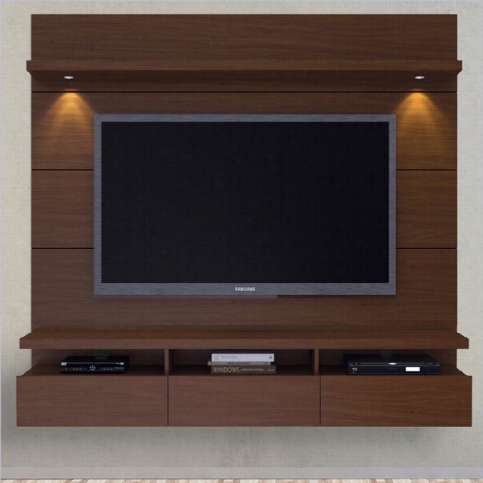 Manhattan Comfort Cabrini 2.2 Series 86 Theater Entertainment Center Panel In Nut Brown