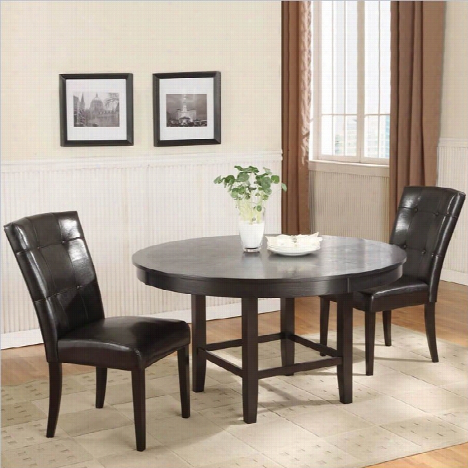 Modus Bssa 3 Piece 54 Inch Round Dining Table Set With Black Chajrs