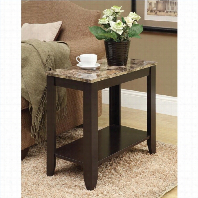 Monarc H Accent End Table In Marble And  Cappuccino