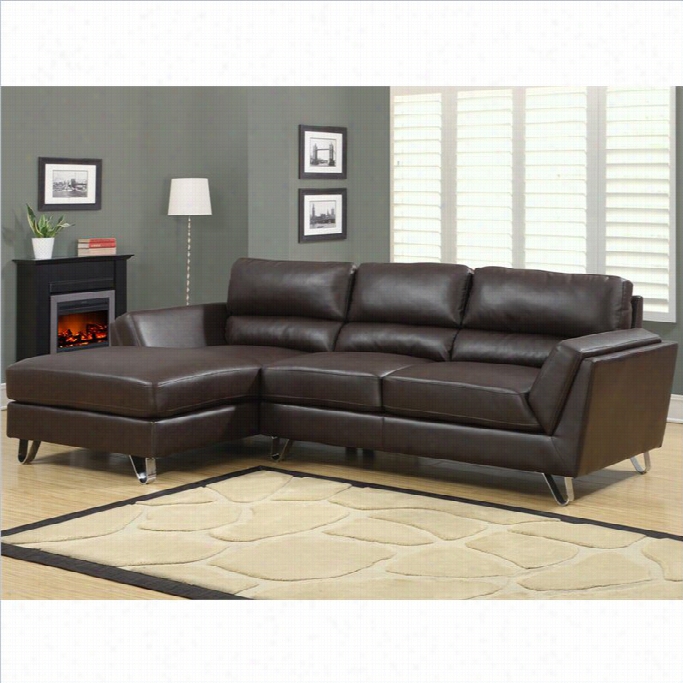 Monarch Ll Eather Sofa Lounger In Dark Brown