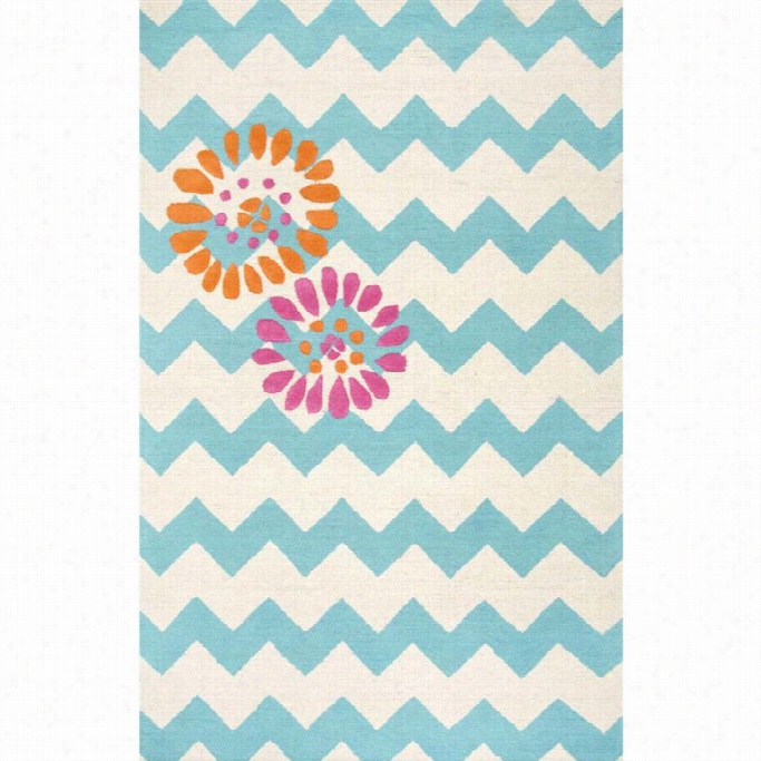 Nuloom 7' 6 X 9' 6  Hand Tufted Floral Chevron Rug  In Turquoise