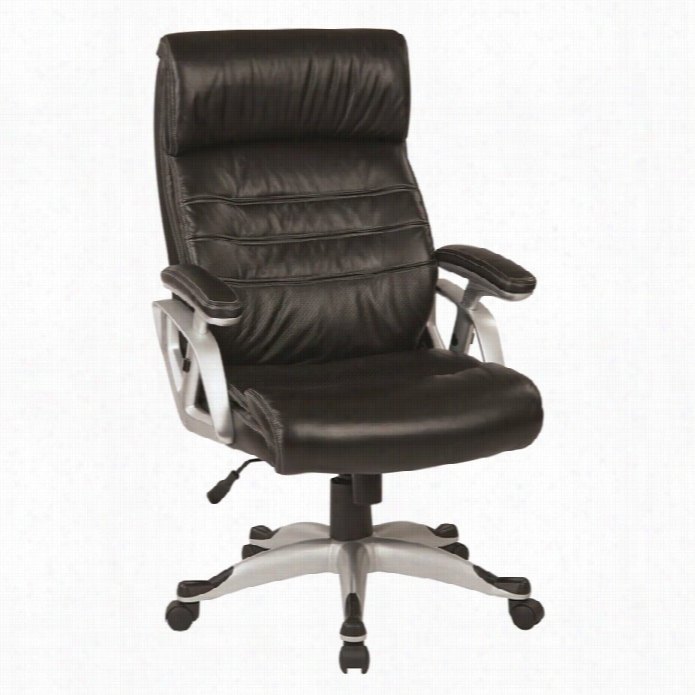 Office Star Executive Faux  Leather Office Chair With Arm In Black