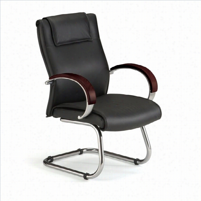 Ofm Apex Executive Guest Leather Gueest Chair Inm Ahogany