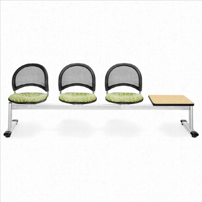 Ofm Moon 4 Beam Seating With 3 Seat And 1 Table In Greenthumb And Oak