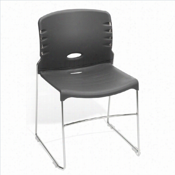 Ofm Stack Stacking Chair With Plastic Seat And Back In Gray