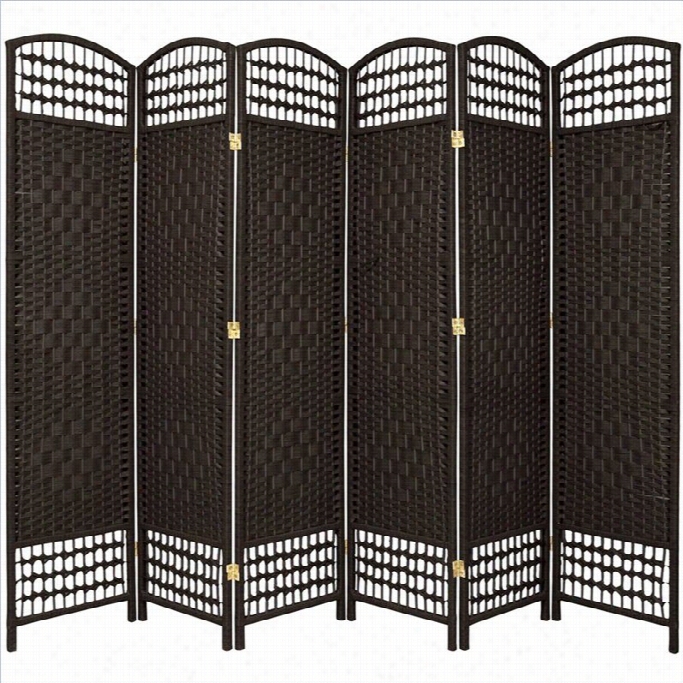 Oriiental Equipage Six Panel Fiber Weavee Room Divider In Black