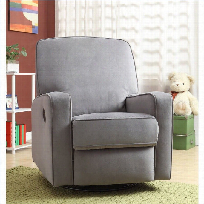 Pri Sutton Texture Swivel Glider Recliner In Grey