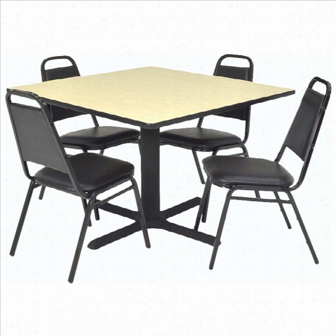 Regency 4 Stack Chairs And Square Table In Maple-30 Inch
