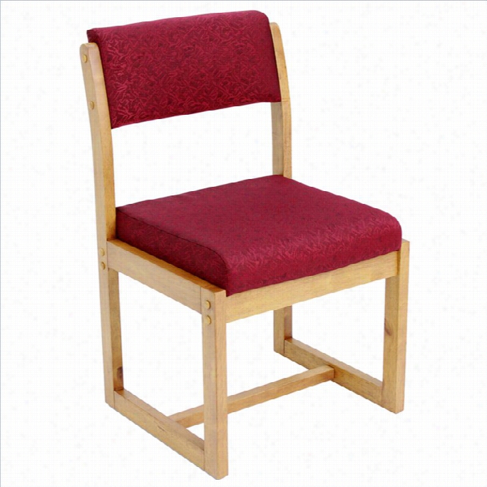 Regency  Belino Sled Bbase Side Guest Chair In Medium Oak And Burgunyd