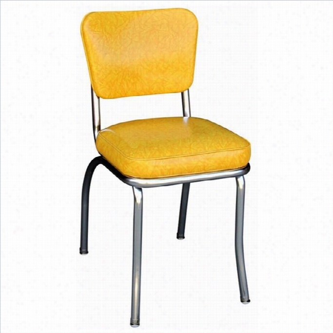 Richardson Seating Retro 1950s Chrome Dinef Dining Chair In Cracked Ice Yellow