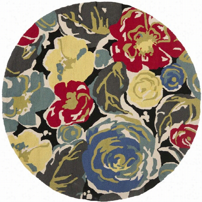 Safavieh Four Seasons Black Indoor Outdoor Rug - Round 5'