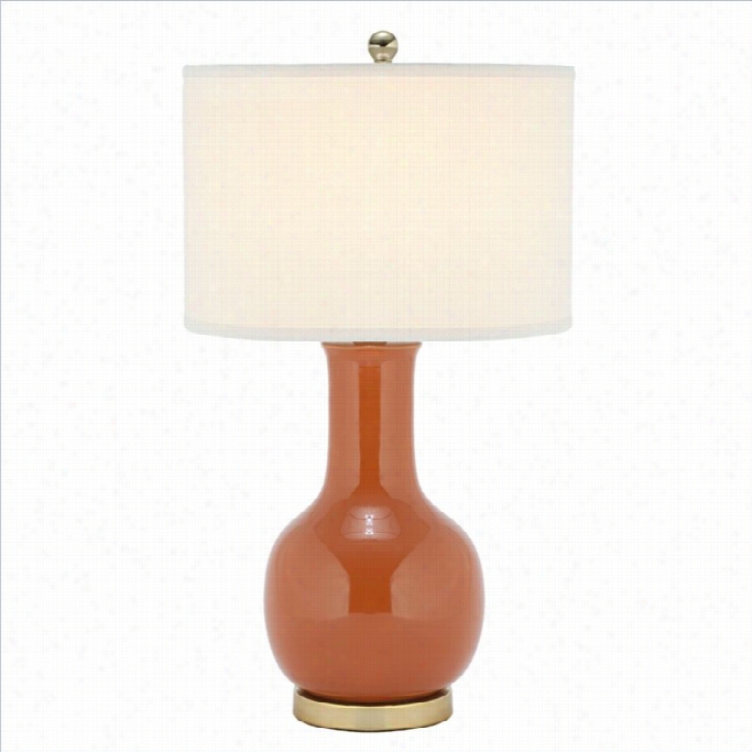 Safa Vieh Judy Ceramic Orange Lamp With White Shade