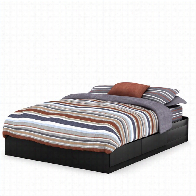 South Shore Fusion Queen Mates Bed (60') In Pure Black