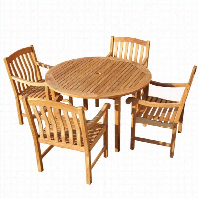 Southern Enterprises 5 Piece Wood Patio Dining Set In Light Brown