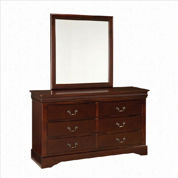 Standard Furniture Lweiston Dresser And Mirror Set In Deep Brown