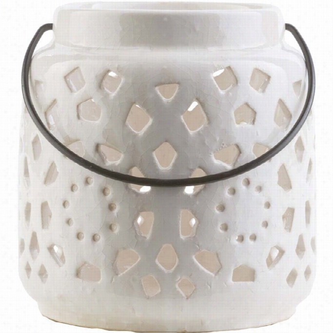 Surya Avery 6.5x  6.3 Ceramic Lantern In Glossy White