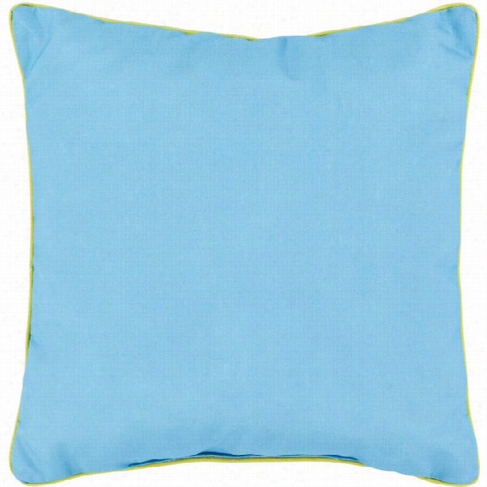 Surya Bahari Poly Fill 16 Square Pillow In Aqua And Llime