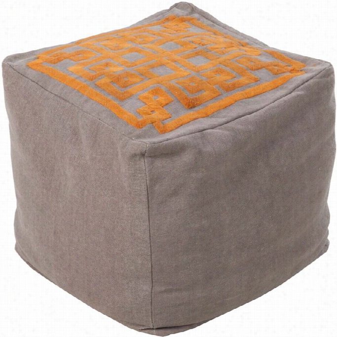 Surya Linen Cube P Ouf Ottoman In Brown