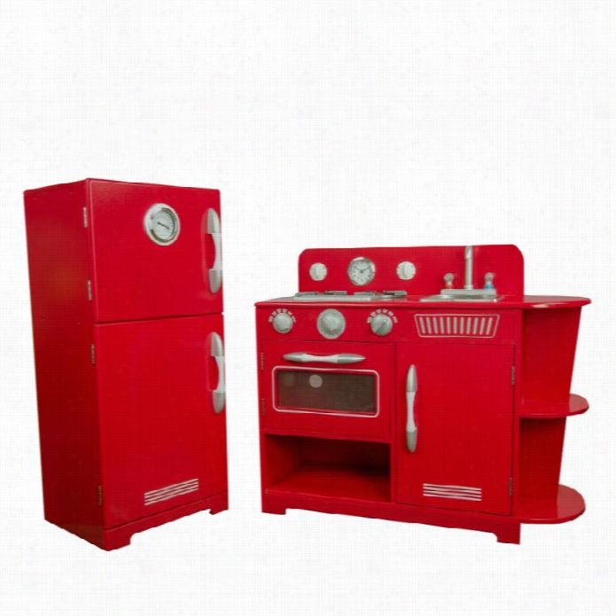 Teamson Kids Classic Play Kitchen In Red