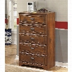 Ashley Barchan 5 Drawer Wood Chest in Brown