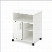 South Shore Fiesta Microwave Cart with Storage on Wheels in Pure White