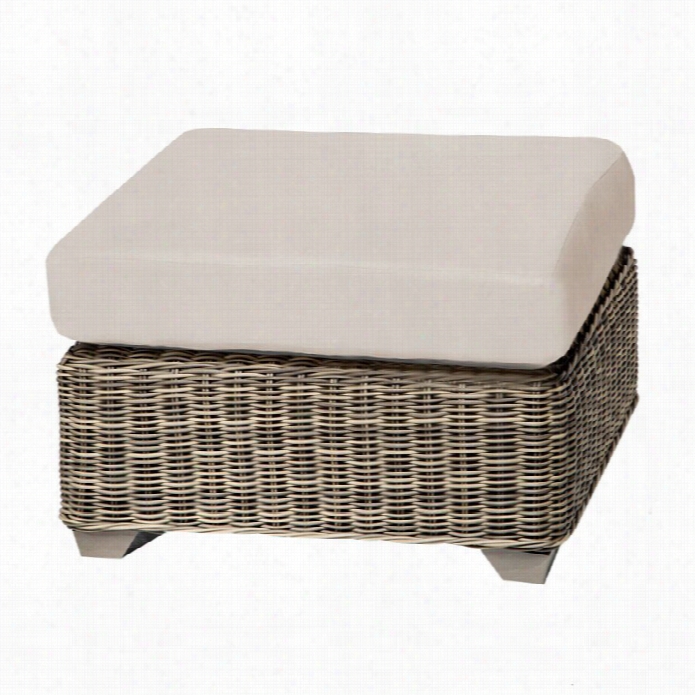 Tkc Cape Cod Ptio Wicker Ottoman In Beige