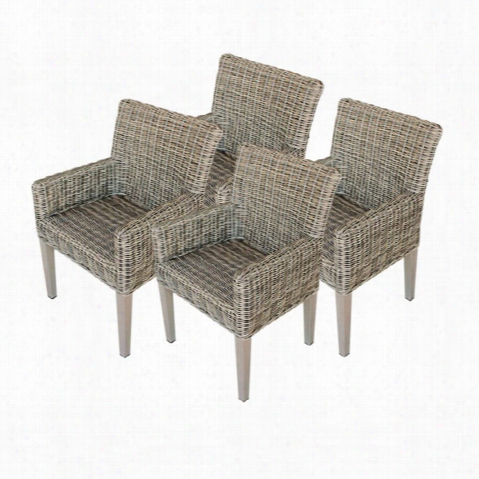 Tkc Cape Cod Wicker Patio Arm Dining Chairs In Espresso (set Of 4)