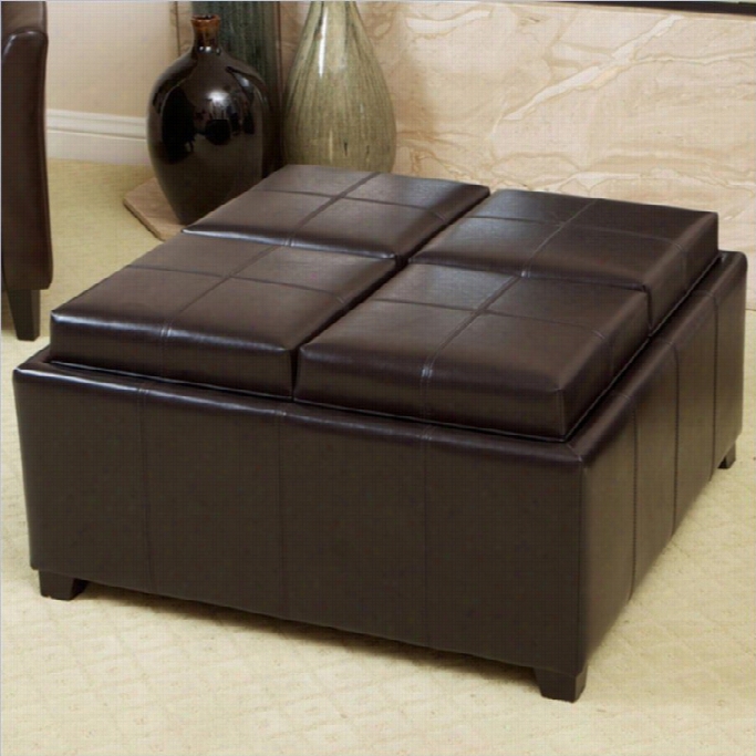 Trent Home Chloe Tray Top Storage Ottoman I N Espresso Brown