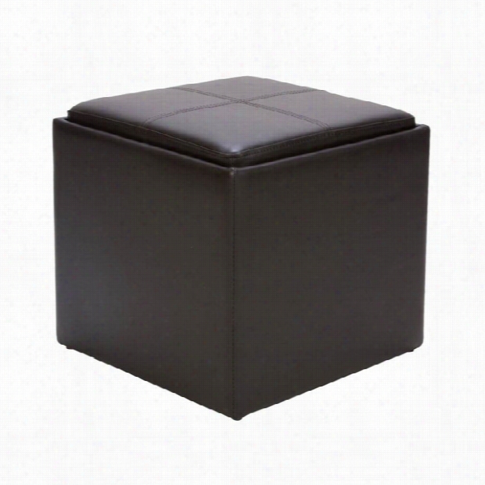 Trent Home Ladd Faux Leather Storage Cube Ottoman In Brown