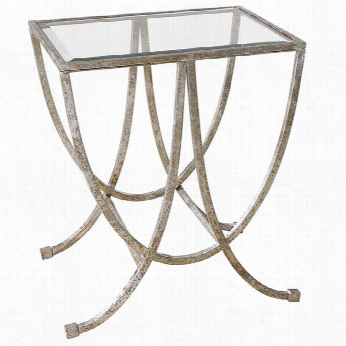 Uftermost Marta Antiqued Silverr Side Table