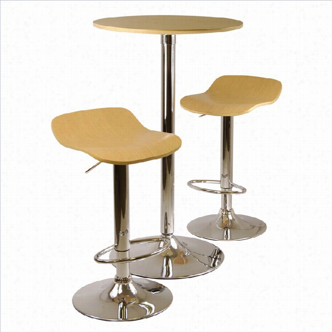 Winsome Kallie 3pc Pu Btabl E And Stools Set  In Natural Woo