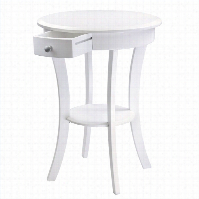 Winsome Wood Sasha A~ Accent Stand  W Ith Drawer Curved Legs In White