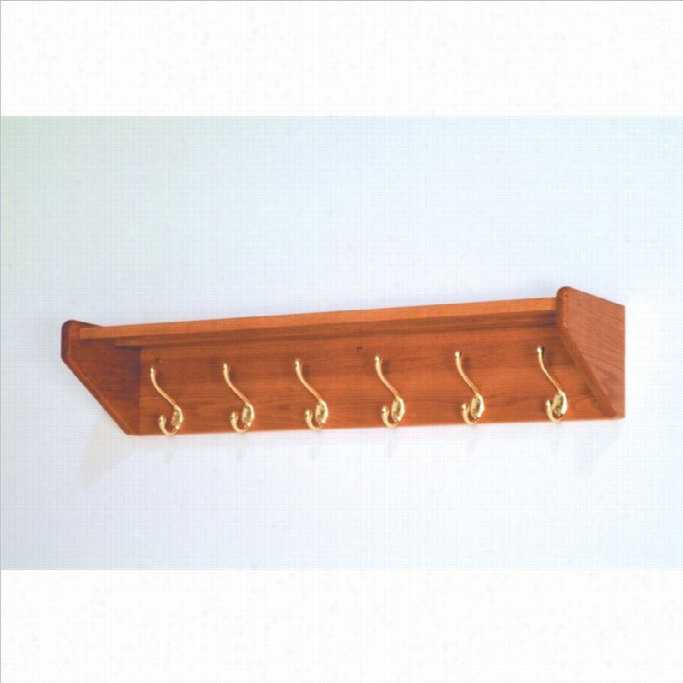 Wooden Malle That And Coat Rac K With 6 Brass Hooks In Medium Oak