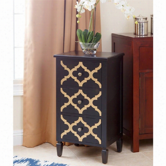Abbyson Liing Autumn 3 Drawer End Table In Black And Gold