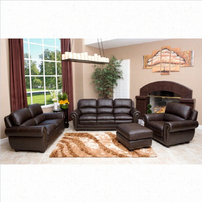 Abbyson Living Harrison 4 Piece Leather Sofa  Set In Brown