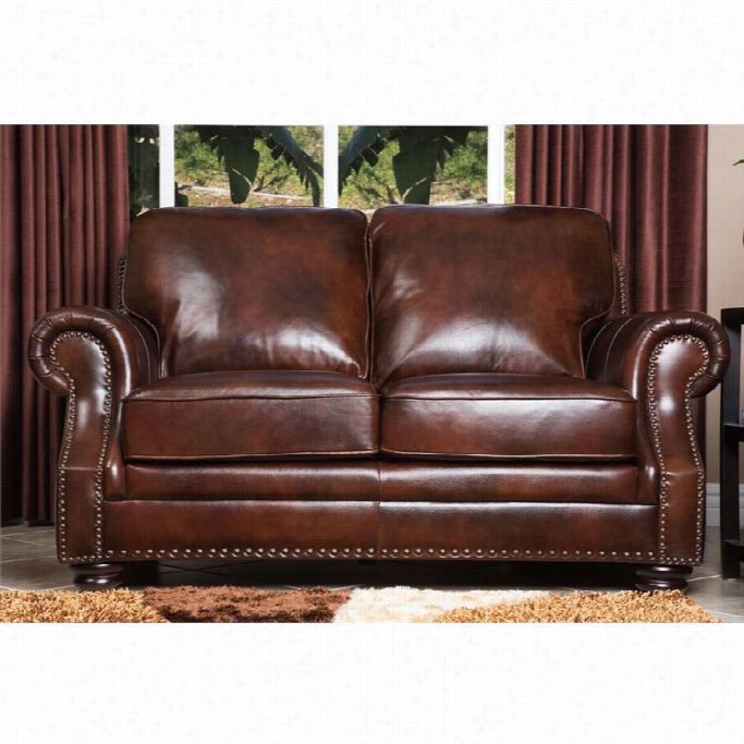 Abbyson Living  Karington Leat Her Loveseat In Brown