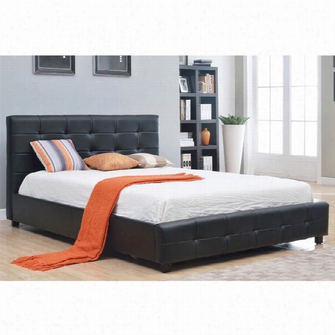 Abbyson Living Morrena Leather Upholstered Queen Panel Bed In Black
