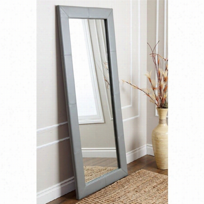 Abbyson Living Windsor Leather Floor Mirror In Grey