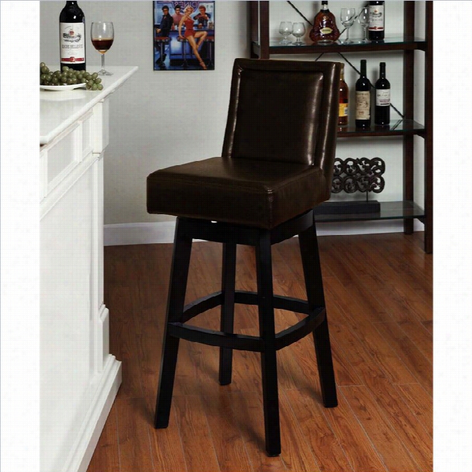 Armen Living  Wayne 26 Bicast Leather Swivel Bar Stool In Brown