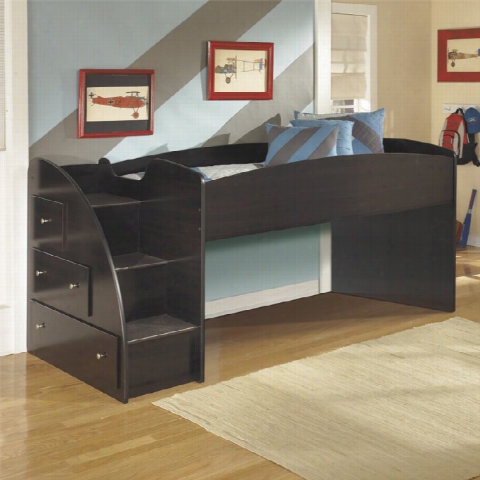 Ashley Embrace 3 Drawer Forest Twin Left Looft Bed In Merlot