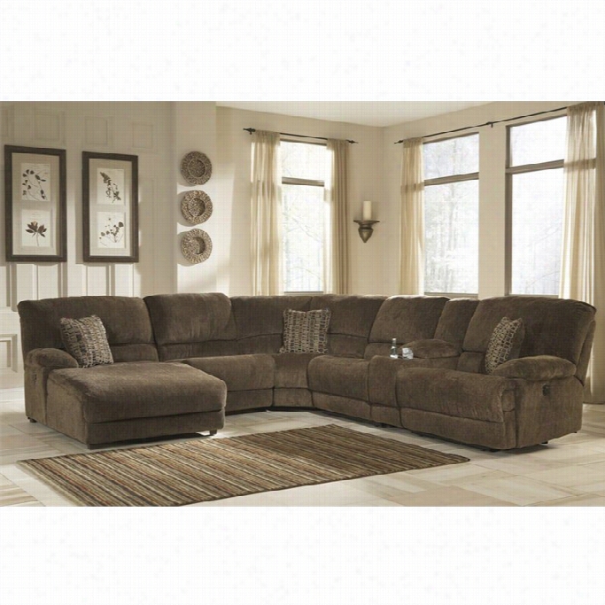 Ashley Turn Point 6 Piece Left Power Reclining Sectiinal In Truffle